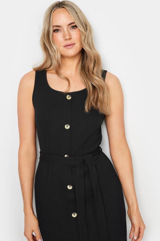 LTS Tall Women's Black Ribbed Button Through Maxi Dress | Long Tall Sally 4
