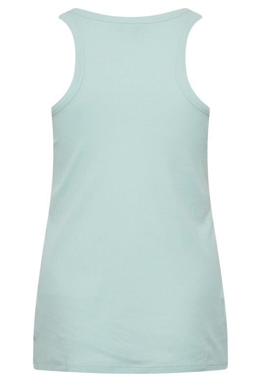 YOURS Curve Plus Size Mint Green Ribbed Racer Back Vest Top | Yours Clothing  7