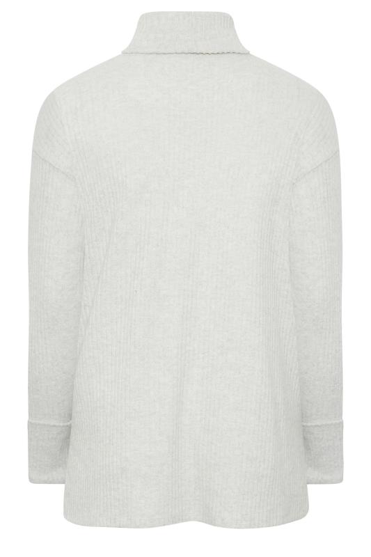 Plus Size Light Grey Soft Touch Ribbed Turtle Neck Top | Yours Clothing 7