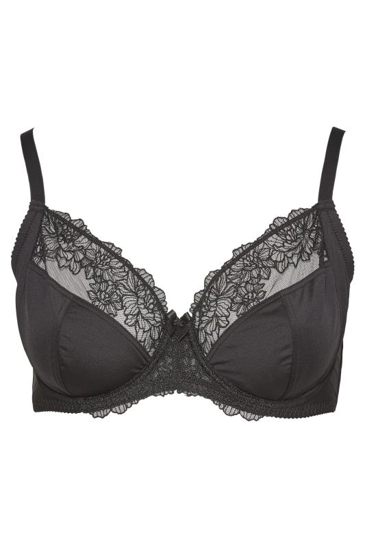 Black Lace Underwired Balcony Bra - Available In Sizes 38DD - 48G 4