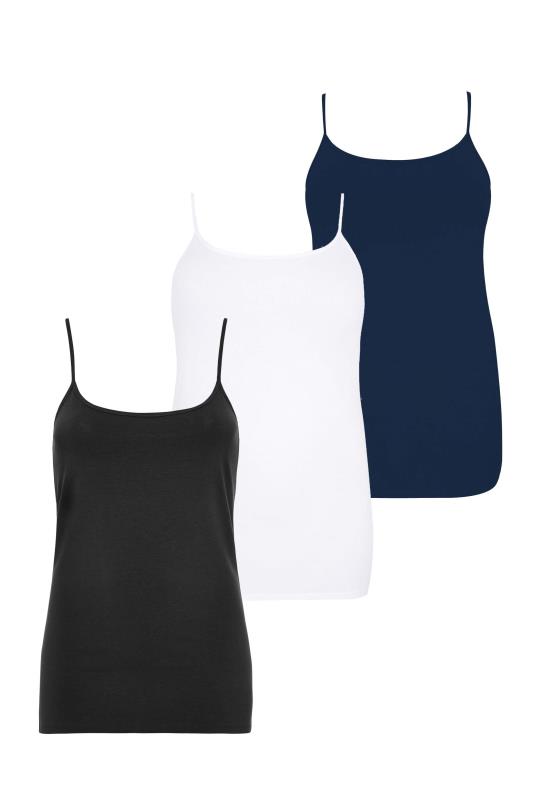  3 PACK Plus Size Black & Navy Blue Cami Tops | Yours Clothing  11