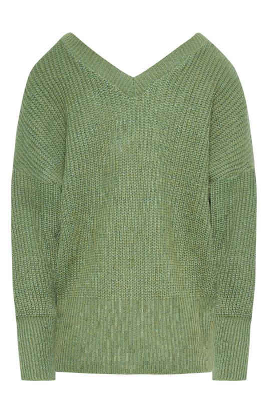 LTS Tall Womens Green V-Neck Knitted Jumper | Long Tall Sally 7