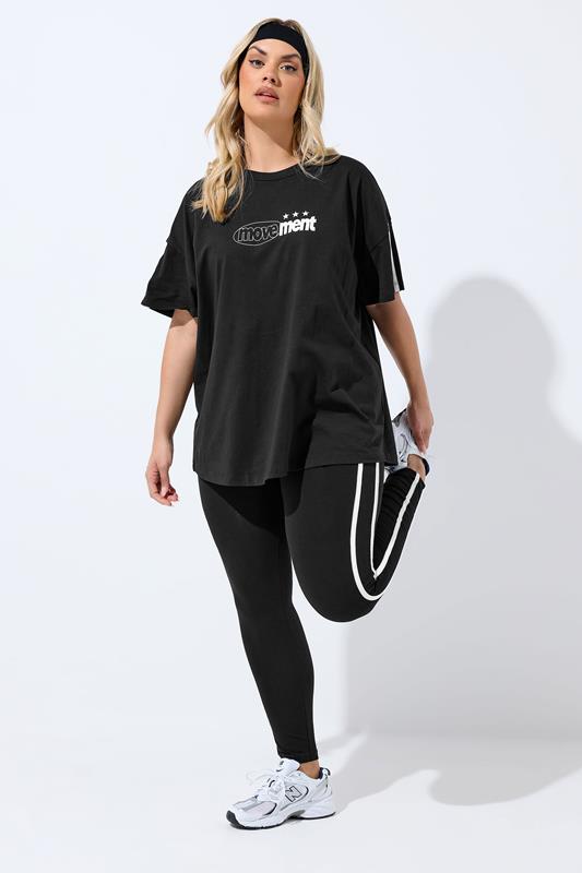 YOURS ACTIVE Plus Size Black 'Movement' T-Shirt | Yours Clothing 2