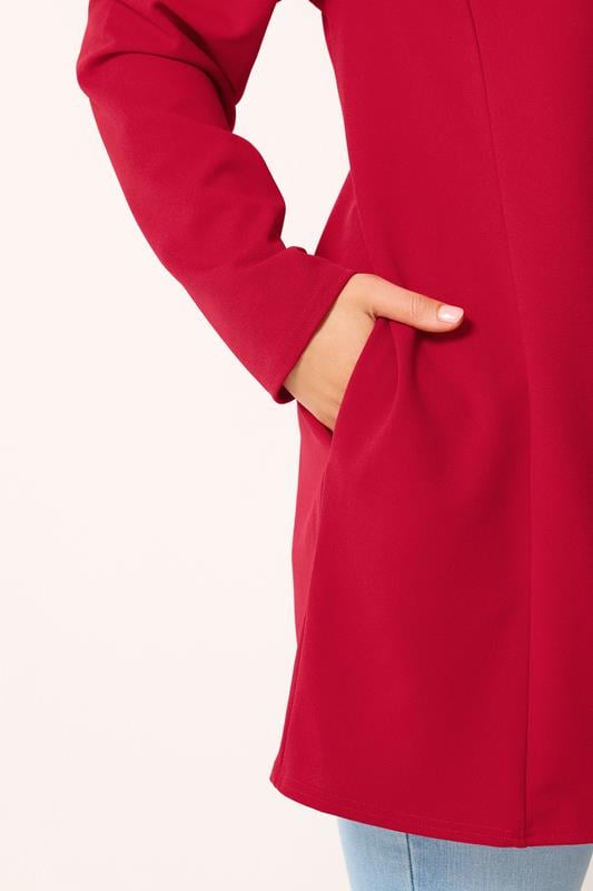 YOURS Curve Plus Size Red Longline Blazer | Yours Clothing 4