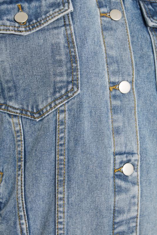 Plus Size Blue Sleeveless Denim Jacket | Yours Clothing 5