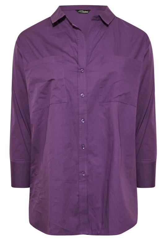 LIMITED COLLECTION Curve Dark Purple Oversized Boyfriend Shirt | Yours Clothing 6