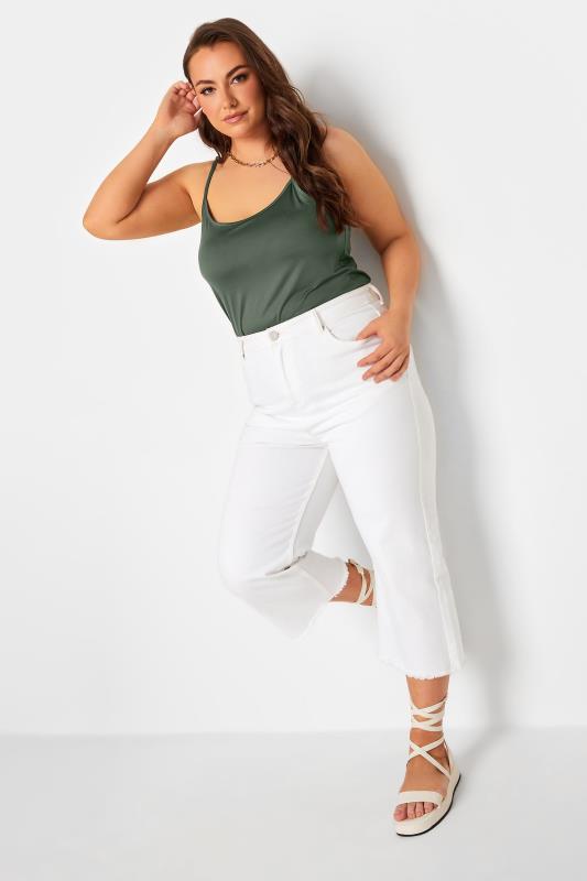 YOURS Curve Khaki Green Strappy Vest Top | Yours Clothing 2