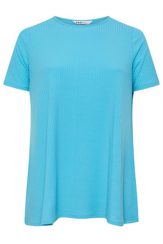 YOURS Plus Size Aqua Blue Swing T-Shirt | Yours Clothing 5