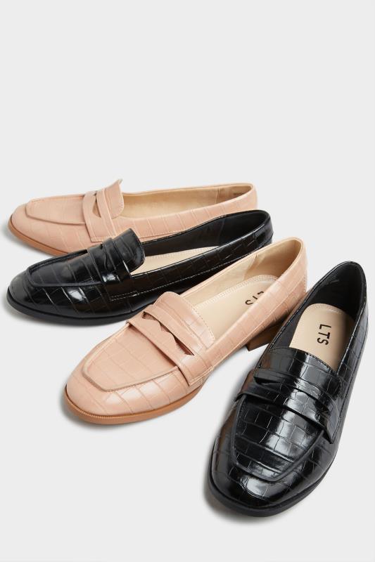 LTS Black Slip On Croc Loafers In Standard D Fit | Long Tall Sally 7