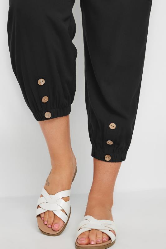 YOURS Plus Size Black Button Front Cropped Trousers | Yours Clothing 4
