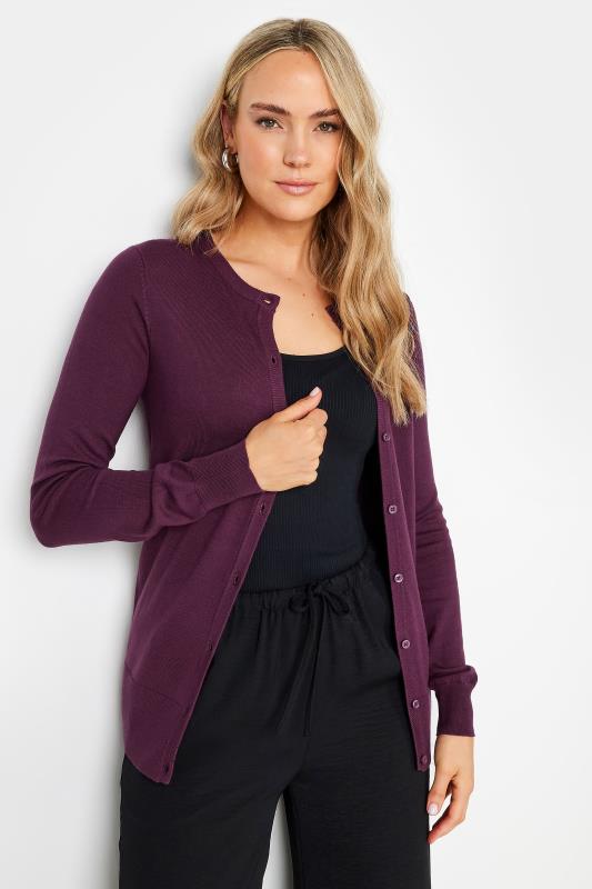LTS Tall Purple Button Down Knit Cardigan | Long Tall Sally  1