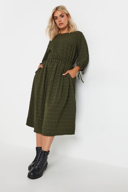 Plus Size  LIMITED COLLECTION Curve Khaki Green Crinkle Midaxi Dress