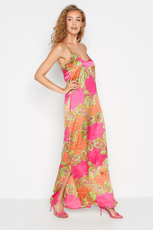 LTS Tall Pink Paisley Print Satin Cami Dress 3