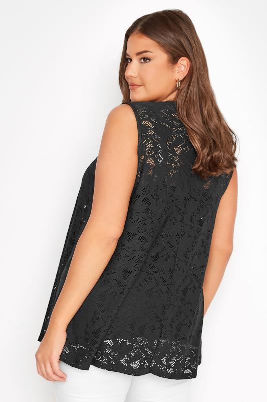 Plus Size Black Lace Swing Vest Top | Yours Clothing 3