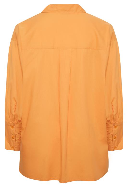 YOURS Curve Bright Orange Oversized Poplin Shirt | Yours Clothing  8