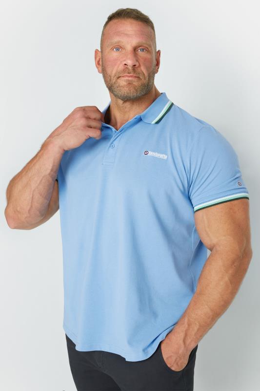 Plus Size  LAMBRETTA Big & Tall Blue Tipped Polo Shirt