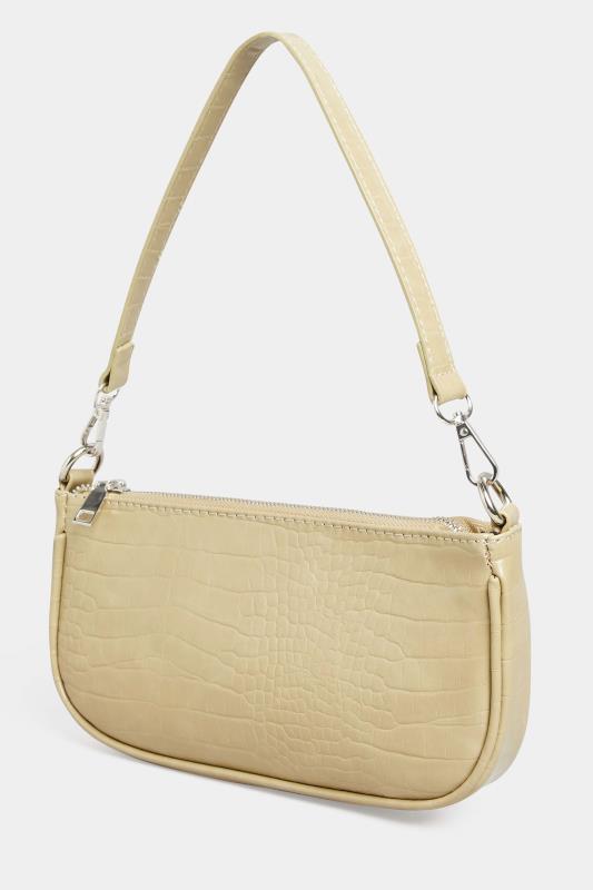 Plus Size Olive Green Faux Croc Shoulder Bag | Yours Clothing 2