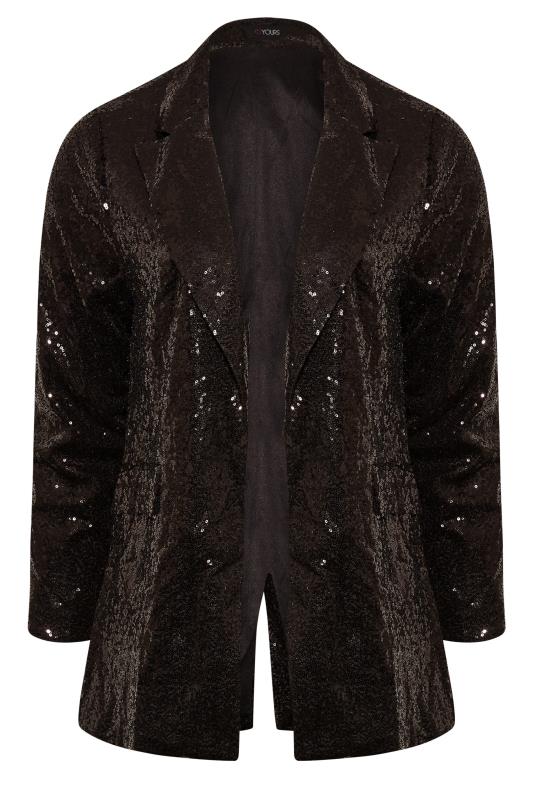 Plus Size Curve Black Sequin Blazer | Yours Clothing 6