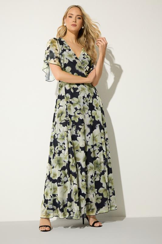  LTS Tall Maxikleid in Schwarz aus Netzstoff mit Blumenmuster