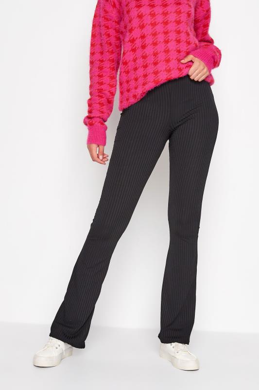 LTS Tall Black Ribbed Flared Trousers 1