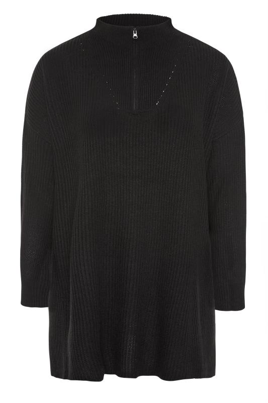 Plus Size Curve Black Quarter Zip Knitted Jumper | Yours Clothing 6