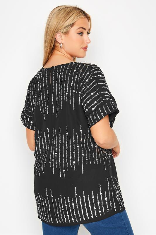 LUXE Curve Black Sequin Hand Embellished Top 3