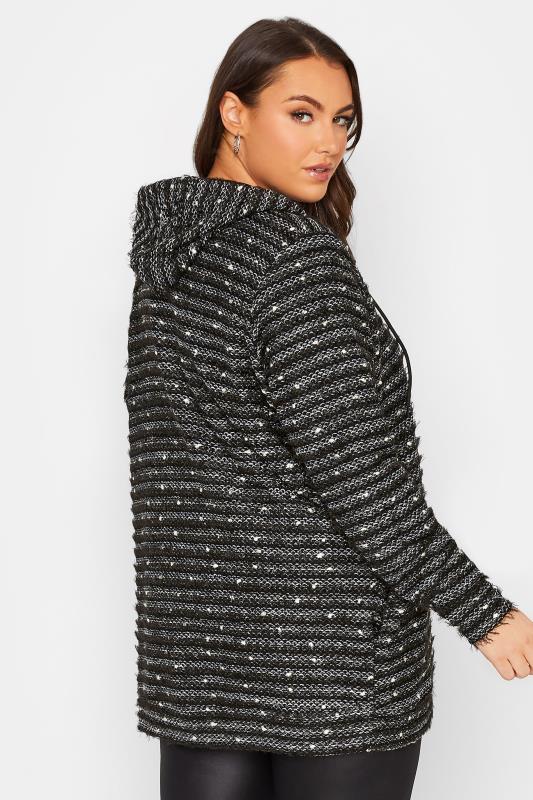 YOURS Plus Size Black Spot Zip Through Hoodie | Yours Clothing 3