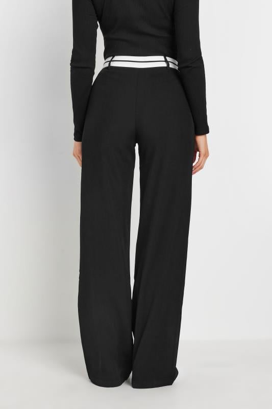 LTS Tall Black Cross Over Contrast Waistband Trousers | Long Tall Sally 4