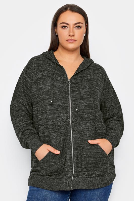 Plus Size  Evans Grey Soft Touch Zip Hoodie