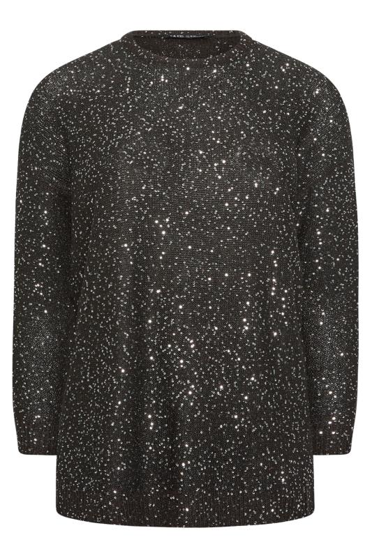 YOURS Plus Size Black Sequin Embellished Jumper | Yours Clothing 5
