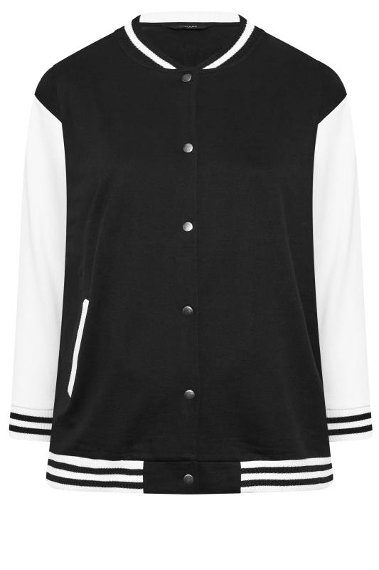 Plus Size Black Varsity Bomber Jacket | Yours Clothing 6