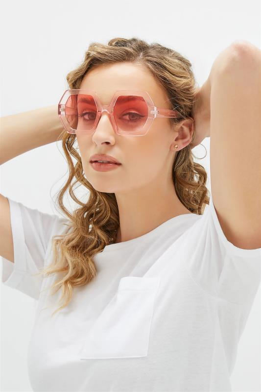 Pink Oversized Geometric Sunglasses 1