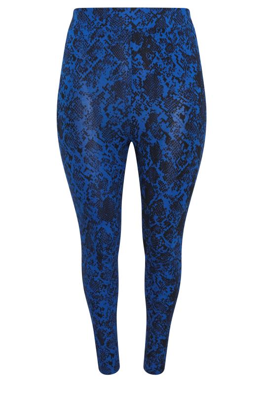 YOURS ACTIVE Curve Cobalt Blue Snake Print Leggings | Yours Clothing 5
