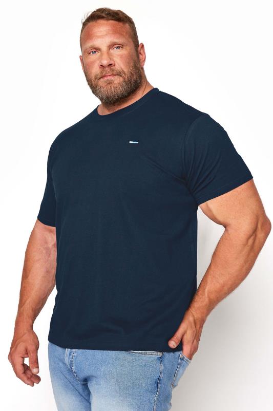 BadRhino Big & Tall Navy Blue Plain T-Shirt 1