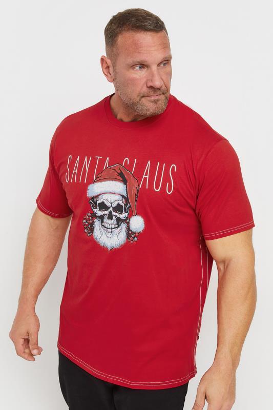 KAM Red Santa Skull Graphic Print T-Shirt | BadRhino 1