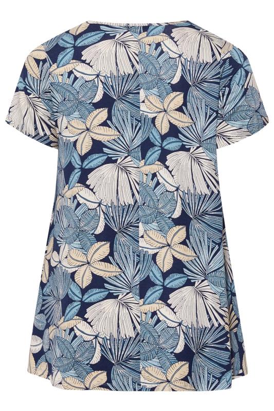Plus Size Blue Floral Cut Out Top | Yours Clothing  7
