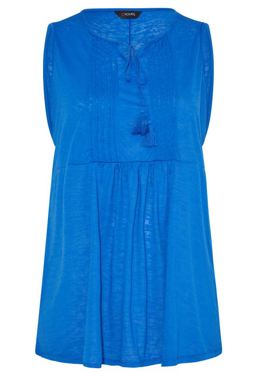 Plus Size Cobalt Blue Burnout Tie Neck Vest Top | Yours Clothing  6