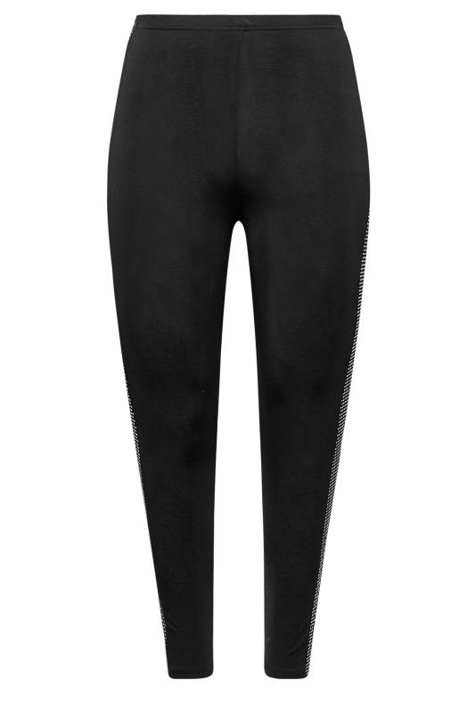 Plus Size Black Sequin Side Leggings | Yours Clothing 7