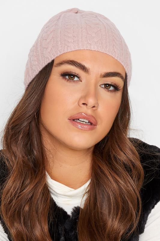 Plus Size  Pink Cable Beanie Hat
