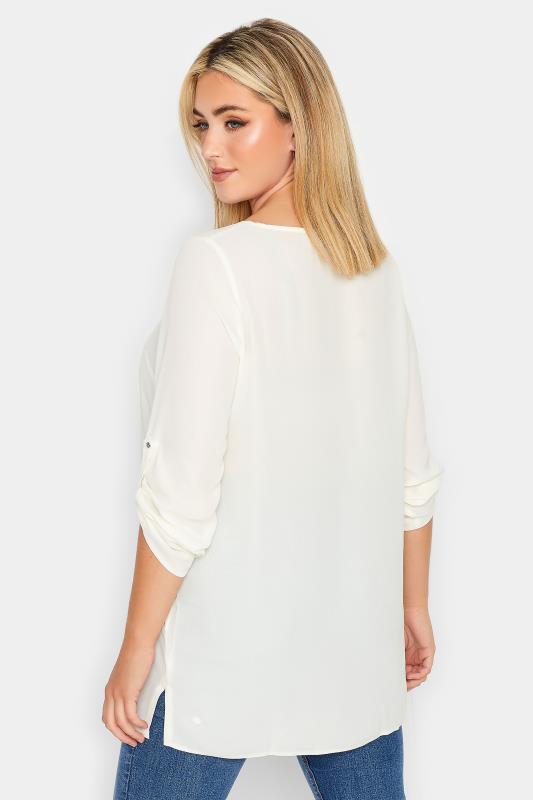YOURS Plus Size Cream Tab Sleeve Blouse | Yours Clothing 3