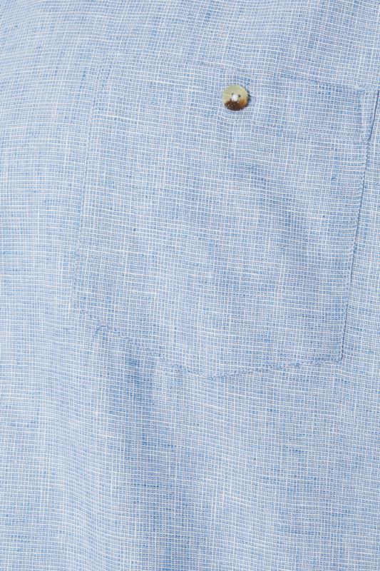 D555 Big & Tall Light Blue Linen Mix Pocket Shirt | BadRhino 5