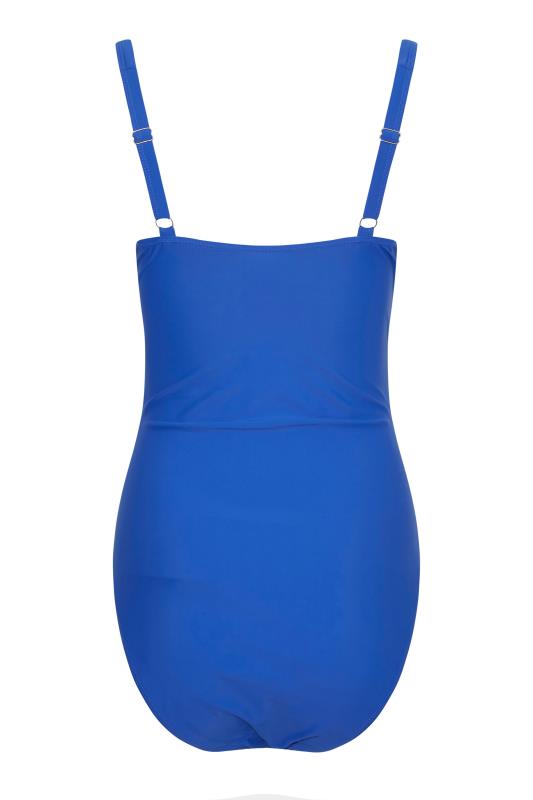LTS Tall Royal Blue Tie Front Ruched Swimsuit 6