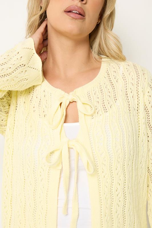 YOURS Plus Size Lemon Yellow Crochet Cardigan | Yours Clothing 5