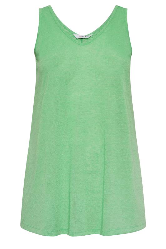 YOURS Plus Size Green Linen Look Vest Top | Yours Clothing 5