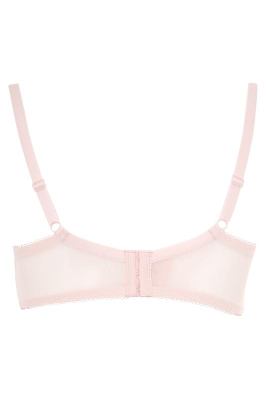 Pink Polka Dot Lace Trim Padded Underwired Plunge Bra | Yours Clothing 4