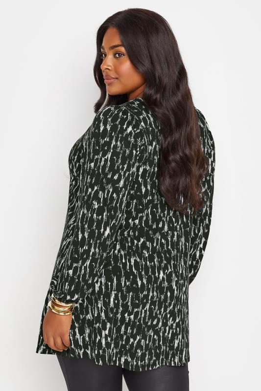 YOURS Plus Size Black Leopard Print Balloon Sleeve Top | Yours Clothing  3