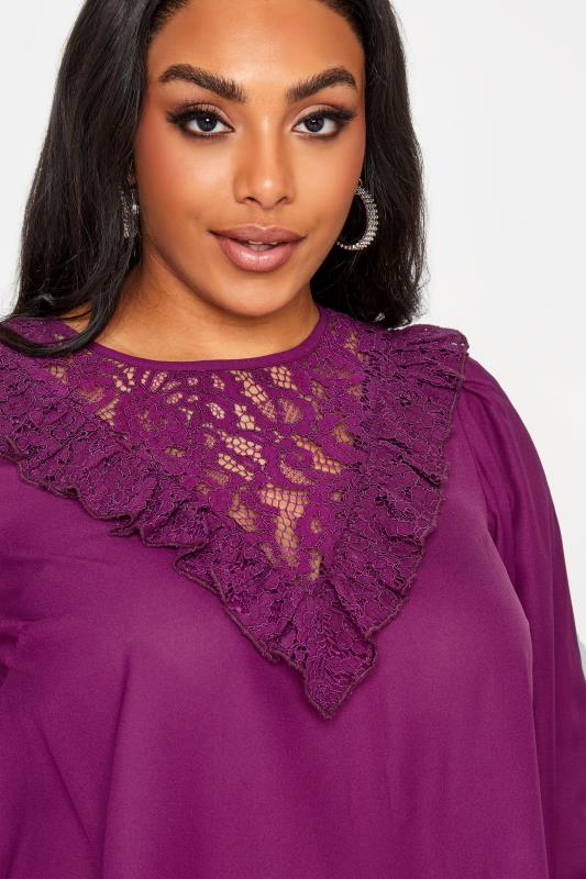 Plus Size LIMITED COLLECTION Purple Chevron Lace Insert Blouse | Yours Clothing 4