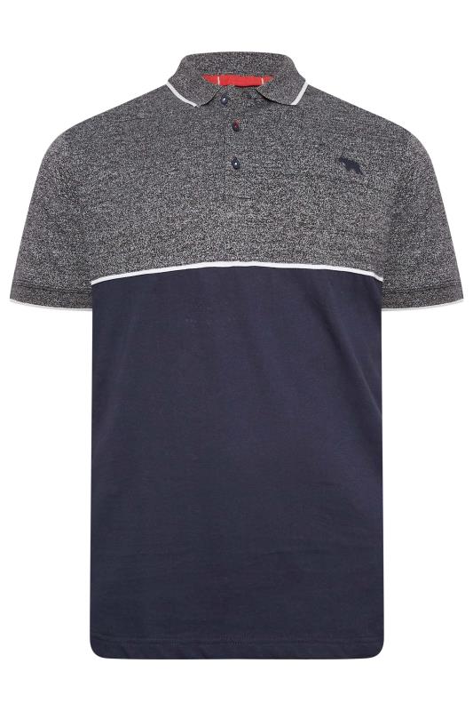 D555 Big & Tall Grey Marl Cut And Sew Polo Shirt | BadRhino 3