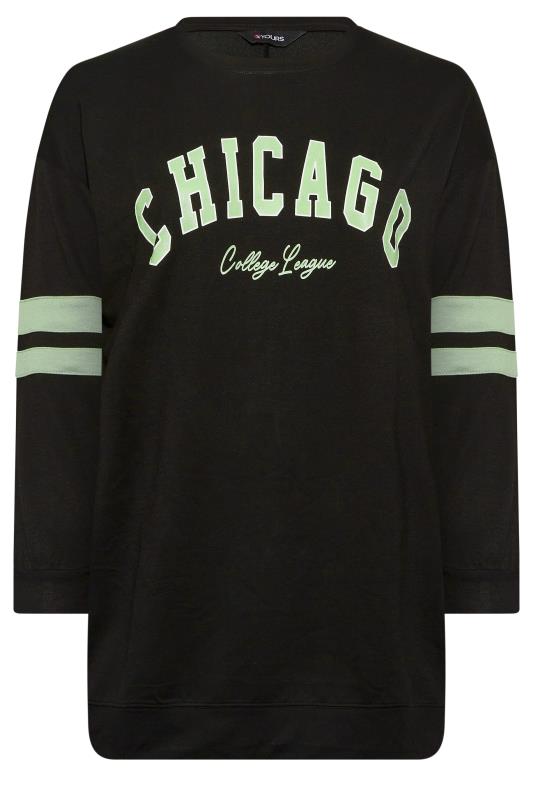 Plus Size Black 'Chicago' Varsity Sweatshirt | Yours Clothing 6