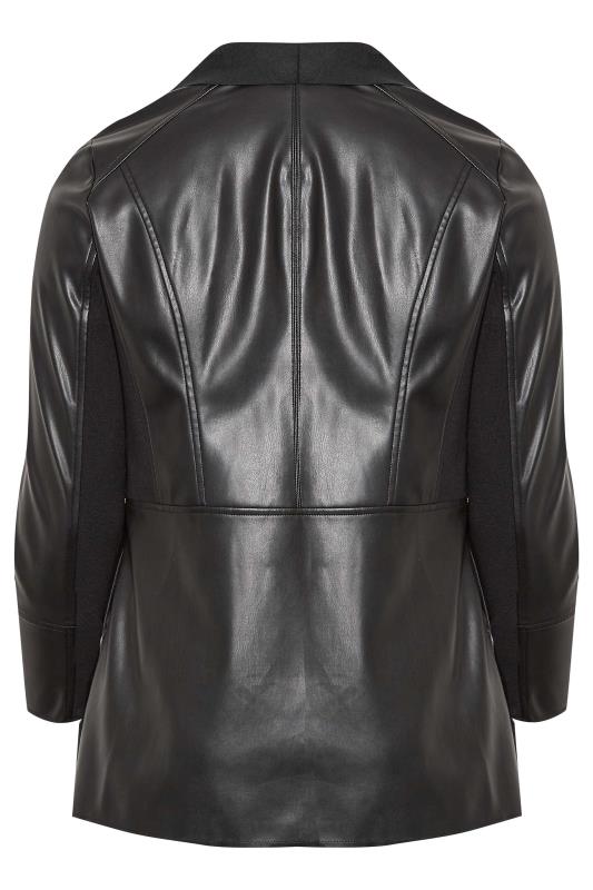 Curve Black Zip Detail Waterfall Faux Leather Jacket 8